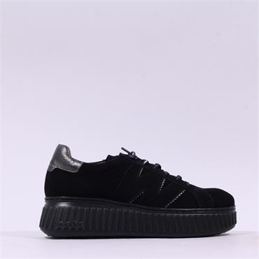Wonders XFly Platform Bungee Trainer - Black Suede